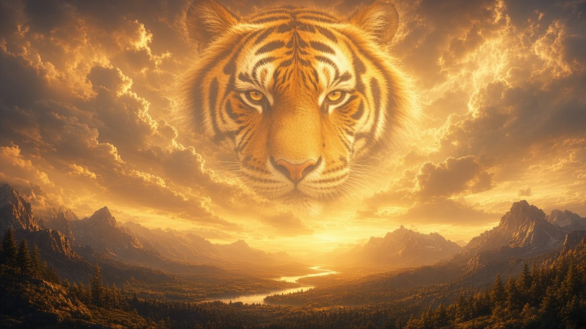 Tiger face in the sky